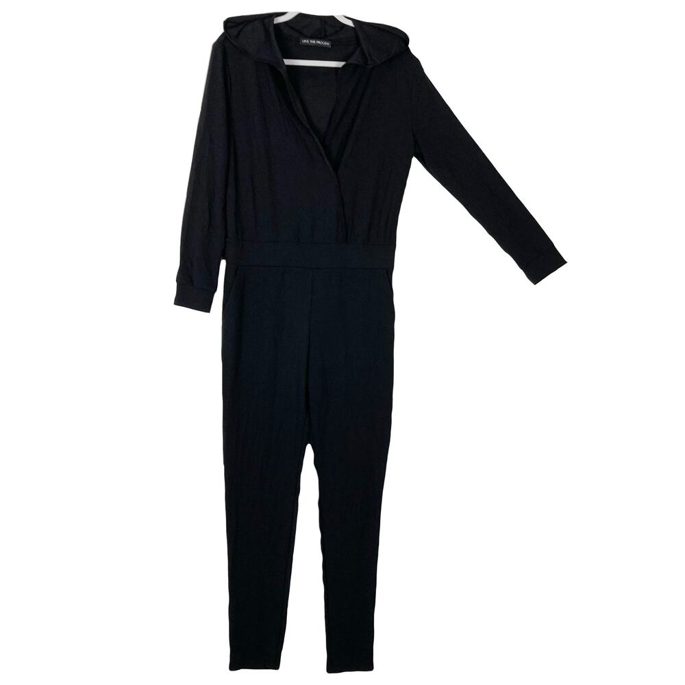 NWOT LIVE THE PROCESS Jumpsuit L Black Hooded Performance Luxury Nylon USA